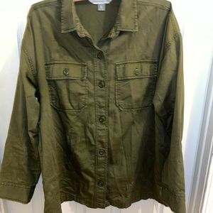 Old Navy Army Green Boyfriend Shirt with Large Buttons
